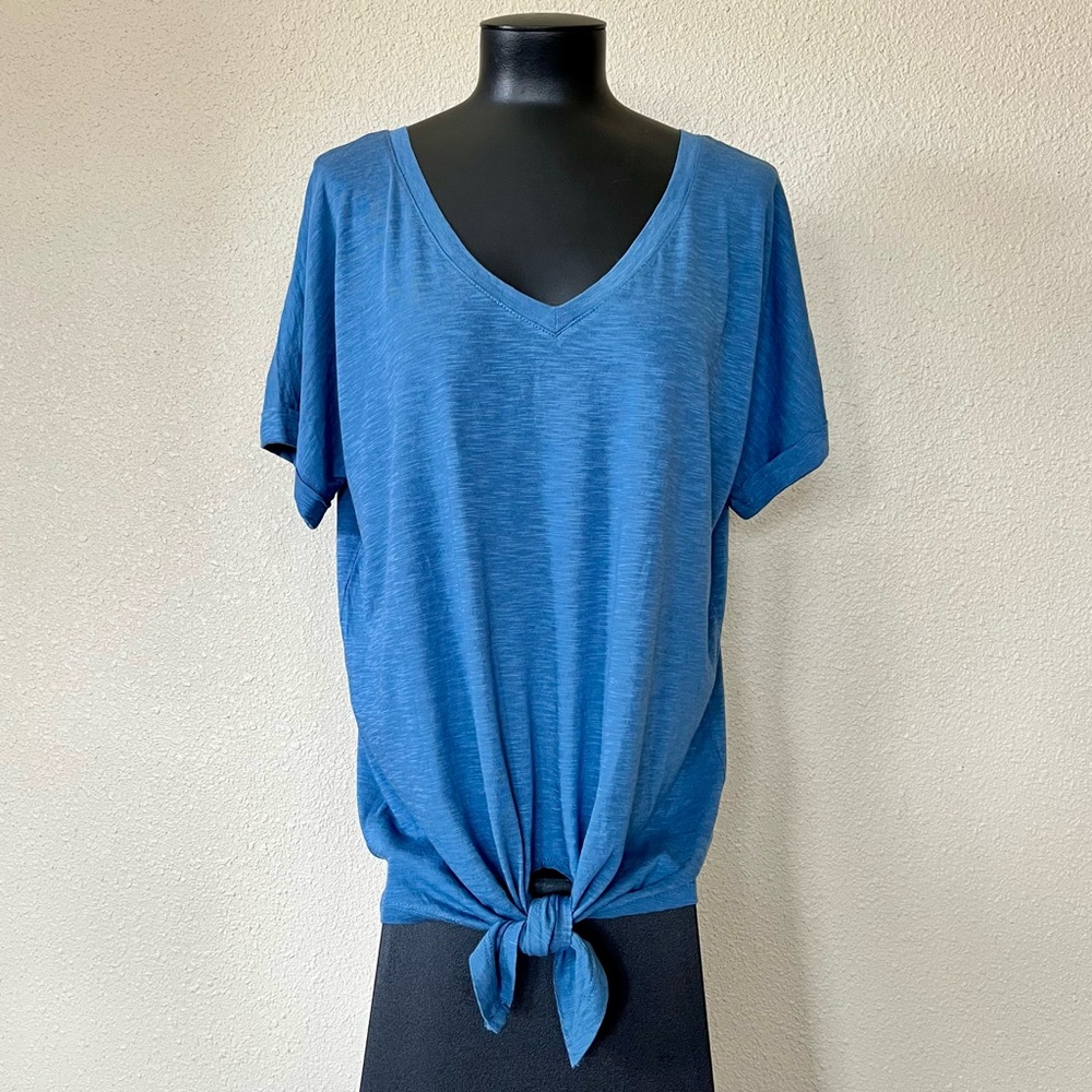 Style & Co. Blue Tie-Front Relaxed T-Shirt
